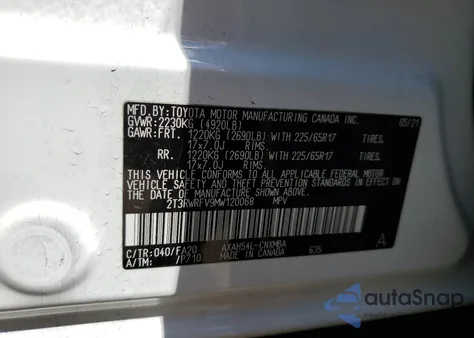 2021 Toyota Rav4 Xle z USA, uszkodzony, nr VIN 2T3RWRFV9MW120068